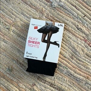 Hanes style essentials silky sheer tights black L XL